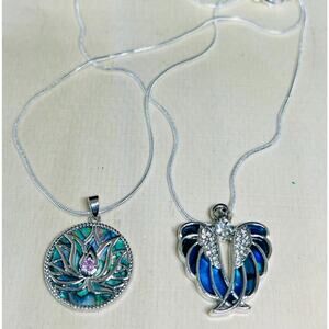 Abalone necklace, abalone angel necklace, lotus necklace, flower necklace,
